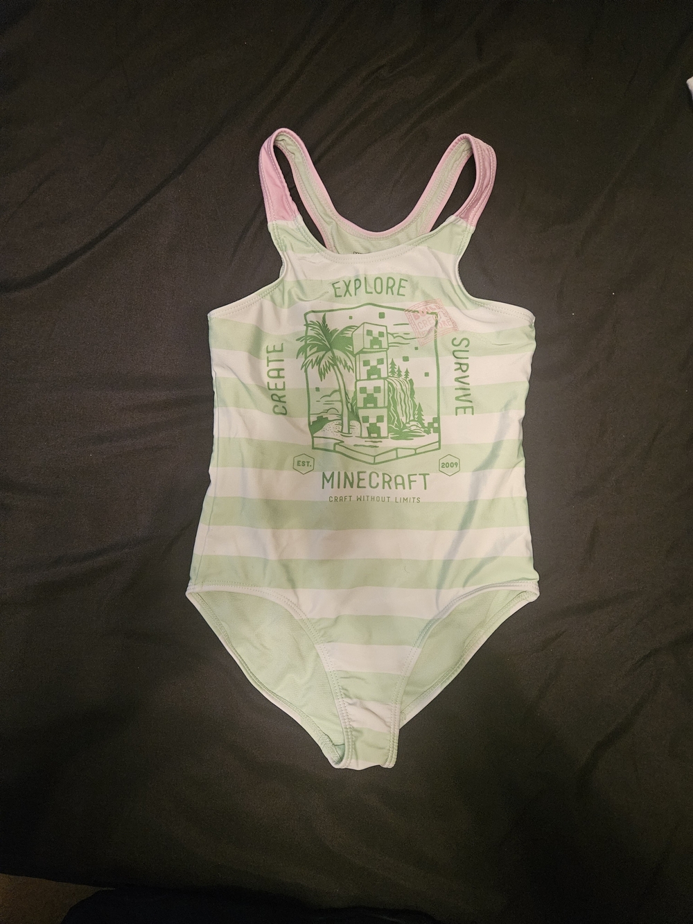 Girls' Green Stripe One-Piece Swimsuit